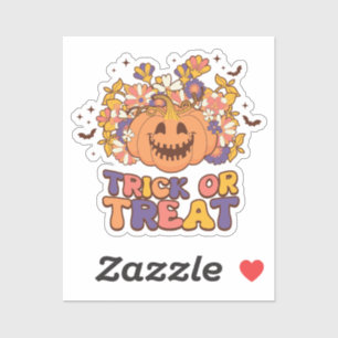 Trick or Treat Retro Groovy Halloween Sticker