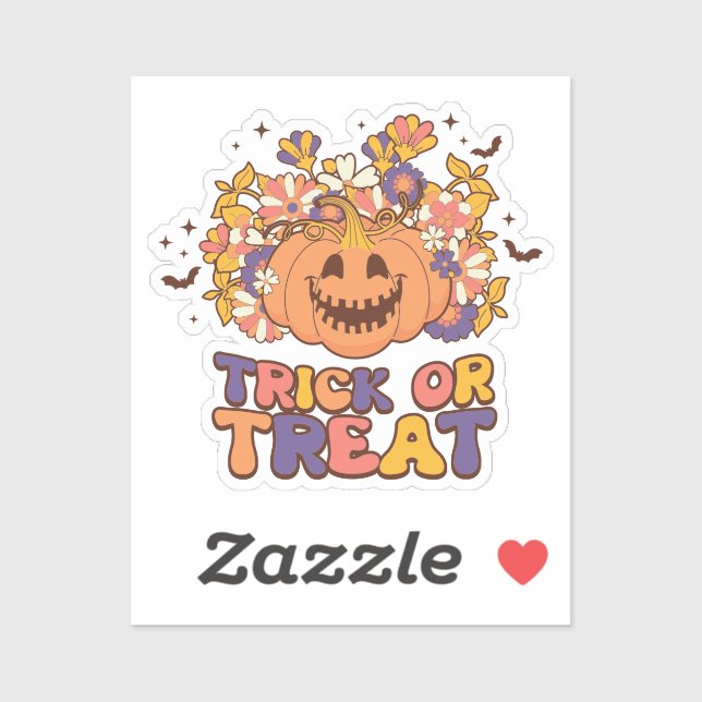 Trick or Treat Retro Groovy Halloween Sticker (Sheet)