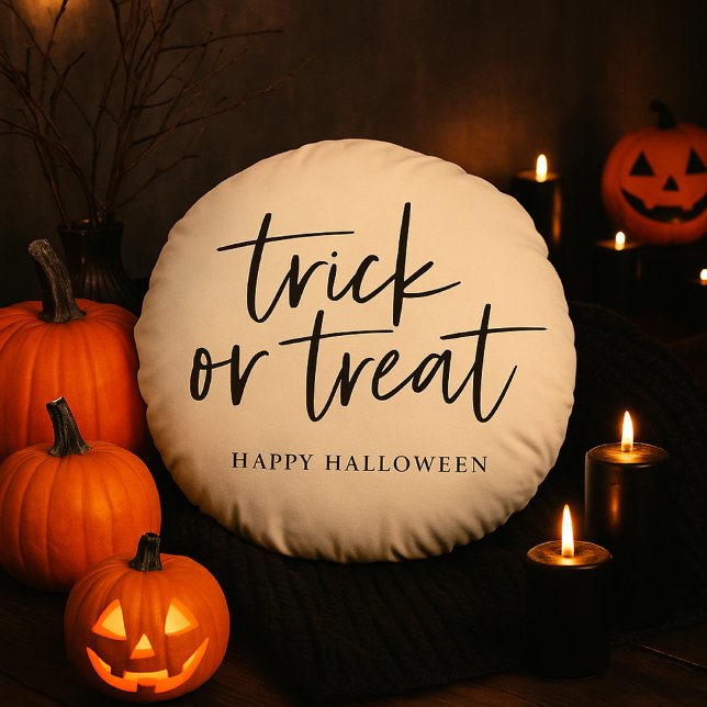 Trick or Treat Round Pillow | Happy Halloween  (Creator Uploaded)