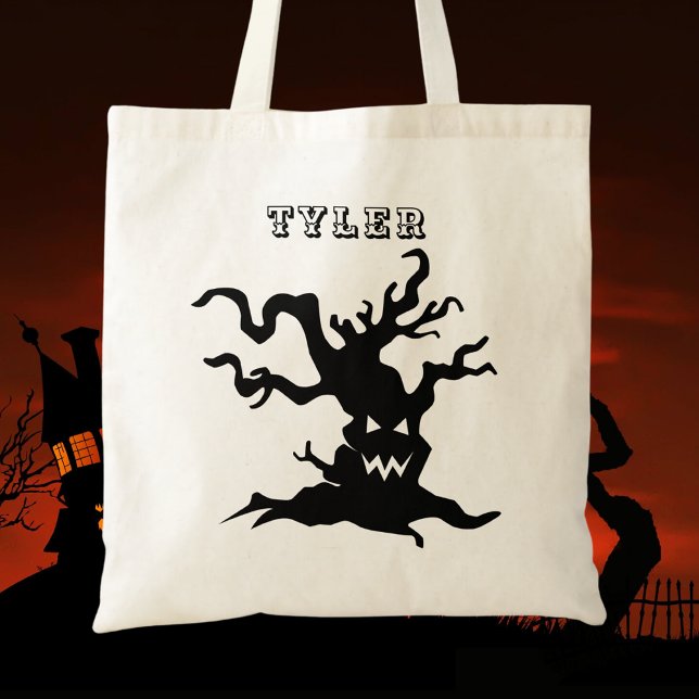 Trick Or Treat Scary Halloween Modern Script Kids Tote Bag (Creator Uploaded)