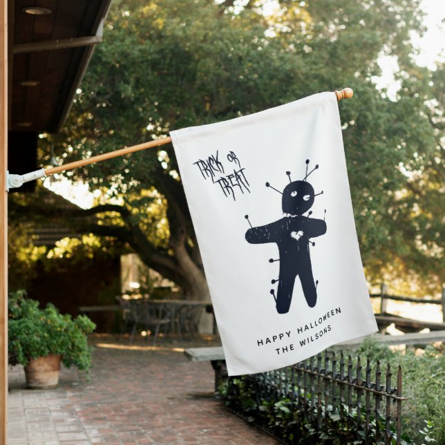 Trick or Treat - Scary Halloween Voodoo Doll House Flag (In SItu)