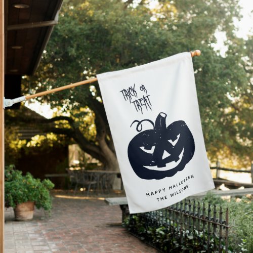 Trick or Treat _ Scary Jack O Lantern Halloween House Flag