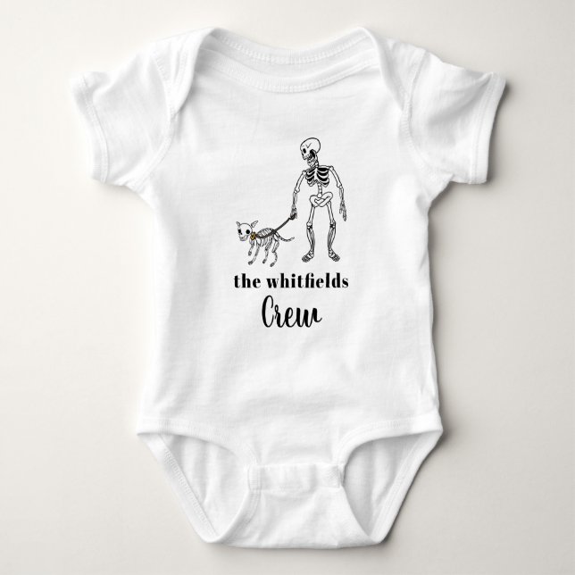 Trick or Treat Skeleton Halloween Family Matching Baby Bodysuit (Front)