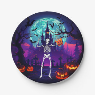 Trick or Treat Skeleton Paper Plates