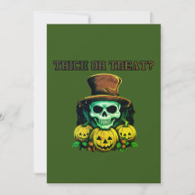 Trick or treat? Skull and pumpkin