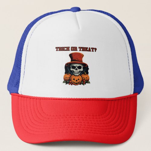 Trick or treat Skull and pumpkin Trucker Hat