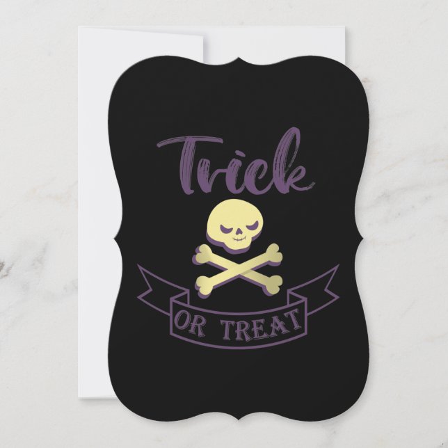 Trick or treat skull crossbones Halloween ribbon (Front)