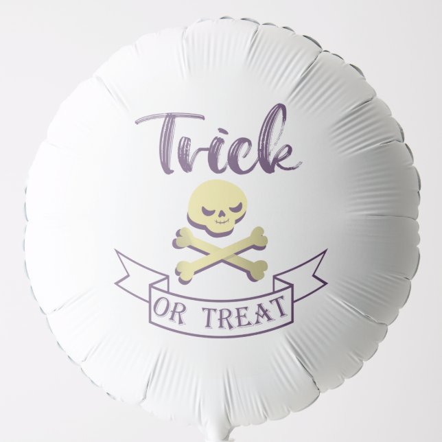 Trick or treat skull crossbones Halloween ribbon Balloon (Front)
