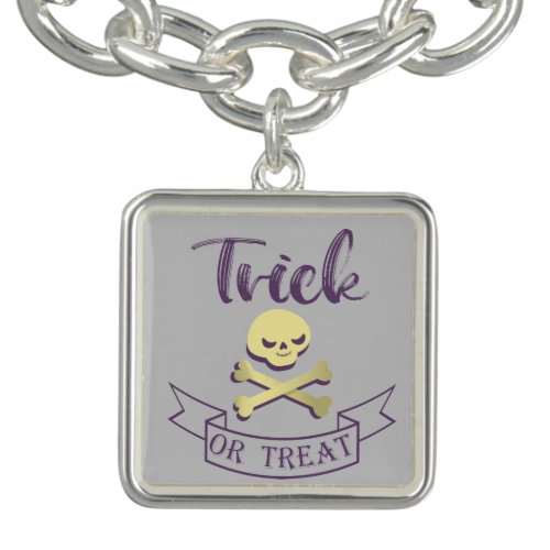 Trick or treat skull crossbones Halloween ribbon Bracelet