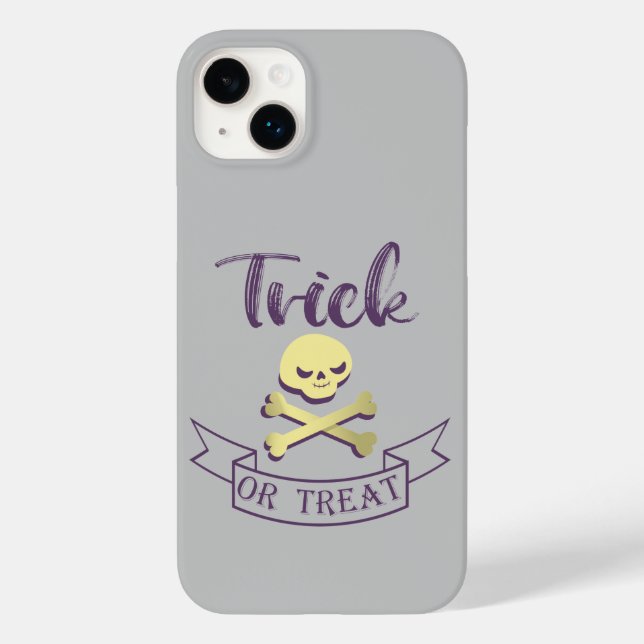 Trick or treat skull crossbones Halloween ribbon Case-Mate iPhone Case (Back)
