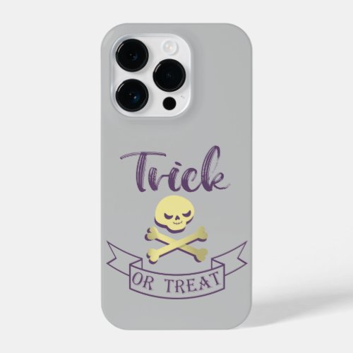Trick or treat skull crossbones Halloween ribbon iPhone 14 Pro Case