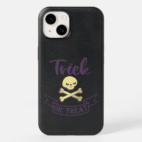 Trick or treat skull crossbones Halloween ribbon OtterBox iPhone 14 Case