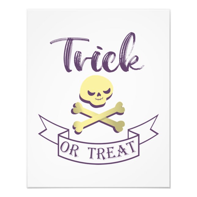 Trick or treat skull crossbones Halloween ribbon Photo Print (Front)