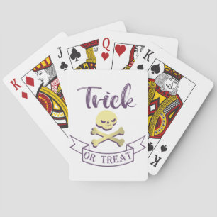 Trick or treat skull crossbones Halloween ribbon Poker Cards