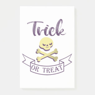 Trick or treat skull crossbones Halloween ribbon Post-it Notes