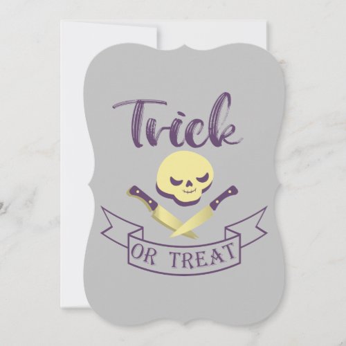 Trick or treat skull crossbones Halloween ribbon T