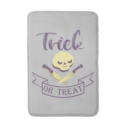 Trick or treat skull crossbones Halloween ribbon T Bath Mat