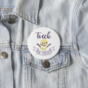 Trick or treat skull crossbones Halloween ribbon T Button