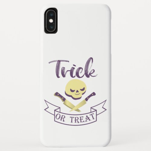 Trick or treat skull crossbones Halloween ribbon T iPhone XS Max Case