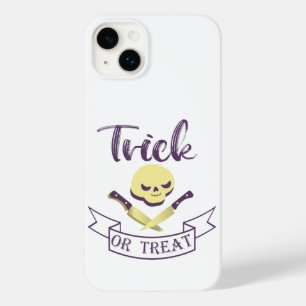Trick or treat skull crossbones Halloween ribbon T Case-Mate iPhone 14 Plus Case