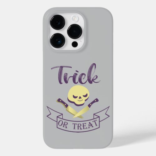 Trick or treat skull crossbones Halloween ribbon T Case_Mate iPhone 14 Pro Case
