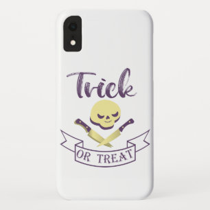 Trick or treat skull crossbones Halloween ribbon T iPhone XR Case