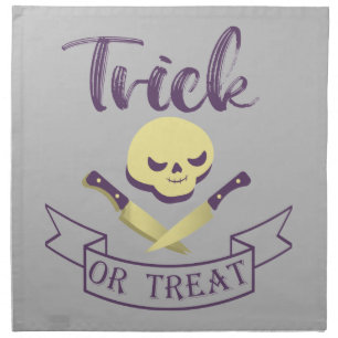 Trick or treat skull crossbones Halloween ribbon T Cloth Napkin