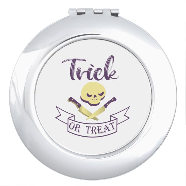 Trick or treat skull crossbones Halloween ribbon T Compact Mirror (Front)