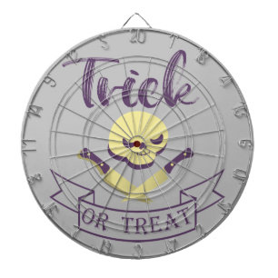 Trick or treat skull crossbones Halloween ribbon T Dart Board