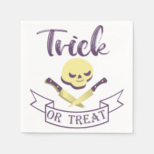 Trick or treat skull crossbones Halloween ribbon T Napkins