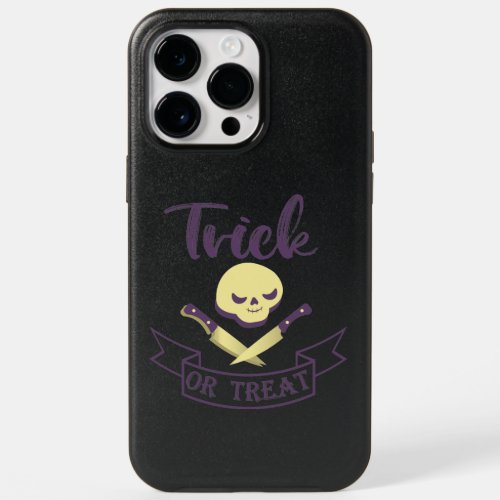 Trick or treat skull crossbones Halloween ribbon T OtterBox iPhone 14 Pro Max Case