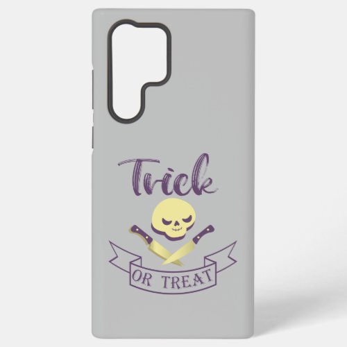 Trick or treat skull crossbones Halloween ribbon T Samsung Galaxy S22 Ultra Case