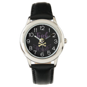 Trick or treat skull crossbones Halloween ribbon Watch