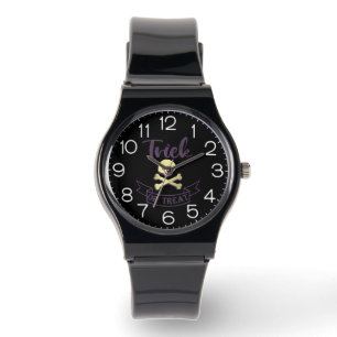 Trick or treat skull crossbones Halloween ribbon Watch