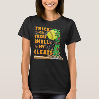 Trick or Treat Smell My Cleats Funny Softball T-Shirt