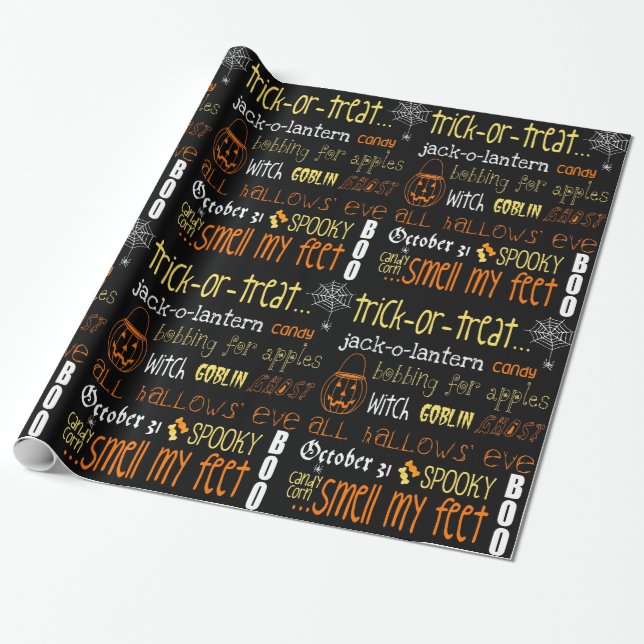 Trick Or Treat Smell My Feet Wrapping Paper (Unrolled)
