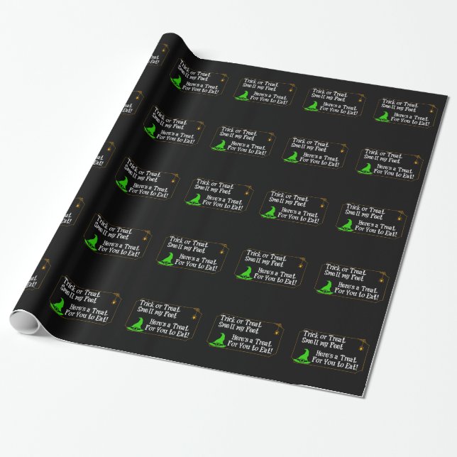 Trick-or-Treat Smell My Feet Wrapping Paper (Unrolled)