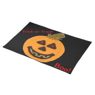 Trick-or-Treat Smiling Pumpkin Cloth Placemat