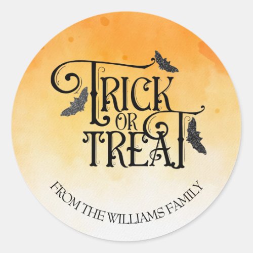 Trick or Treat Sparkly Halloween Classic Round Sticker