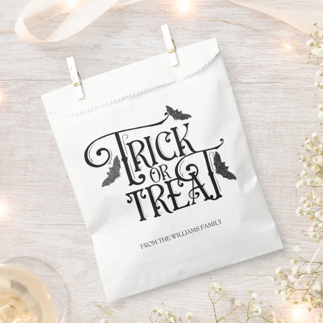 Trick or Treat Sparkly Halloween Party Favor Bag (Clipped)