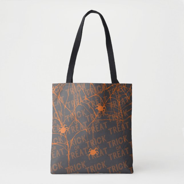 Trick or Treat Spider Black Tote Bag (Front)