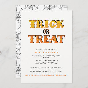 Trick or Treat Spider Halloween Party Invitation