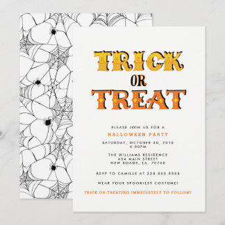 Trick or Treat Spider Halloween Party Invitation
