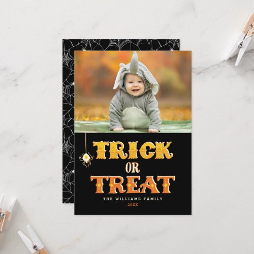 Trick or Treat Spider Halloween Photo Cards