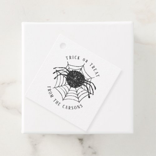 Trick or Treat Spider Web Black White Halloween Favor Tags