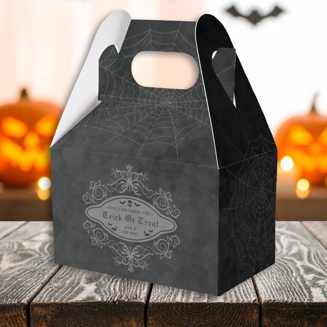 Trick Or Treat Spider Web Dark Gothic Halloween Favor Boxes (Creator Uploaded)
