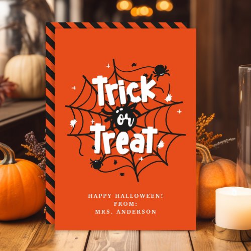 Trick Or Treat Spiders Halloween Classroom Card