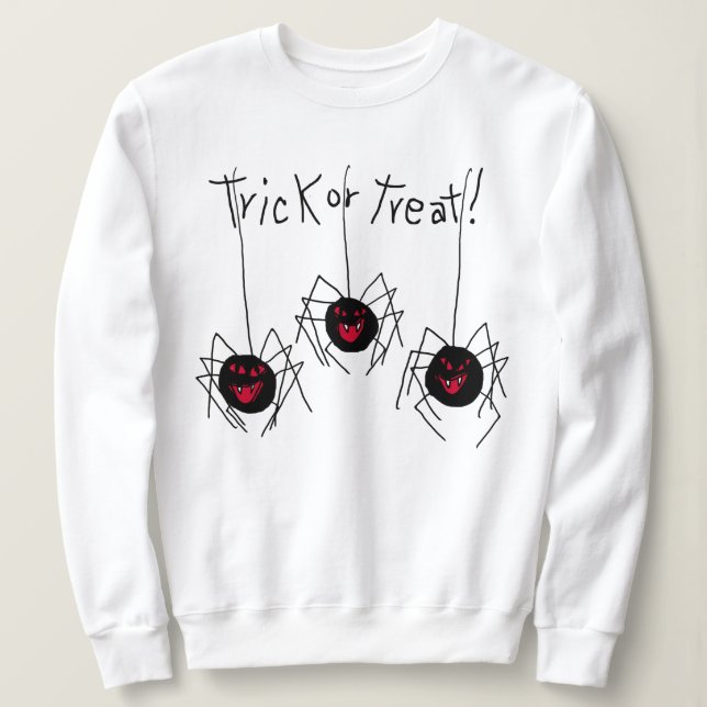 Trick or Treat Spiders Halloween Sweatshirt (Design Front)