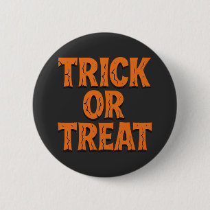 Trick Or Treat Spooky Cracked Font Halloween Button