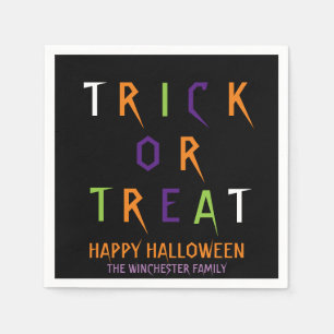 Trick or treat spooky custom text Halloween Napkins